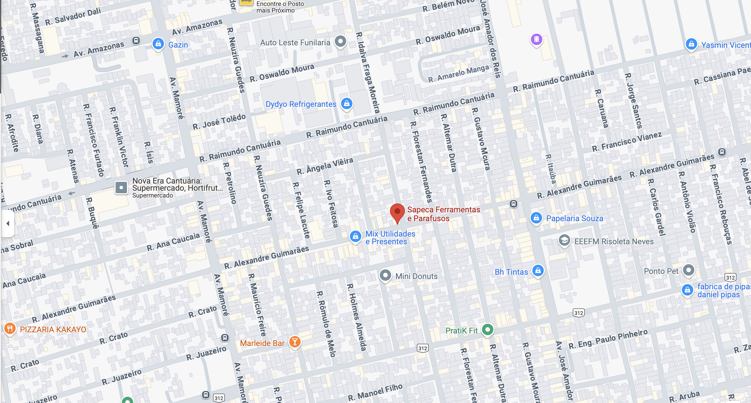 mapa com endereço da sapeca